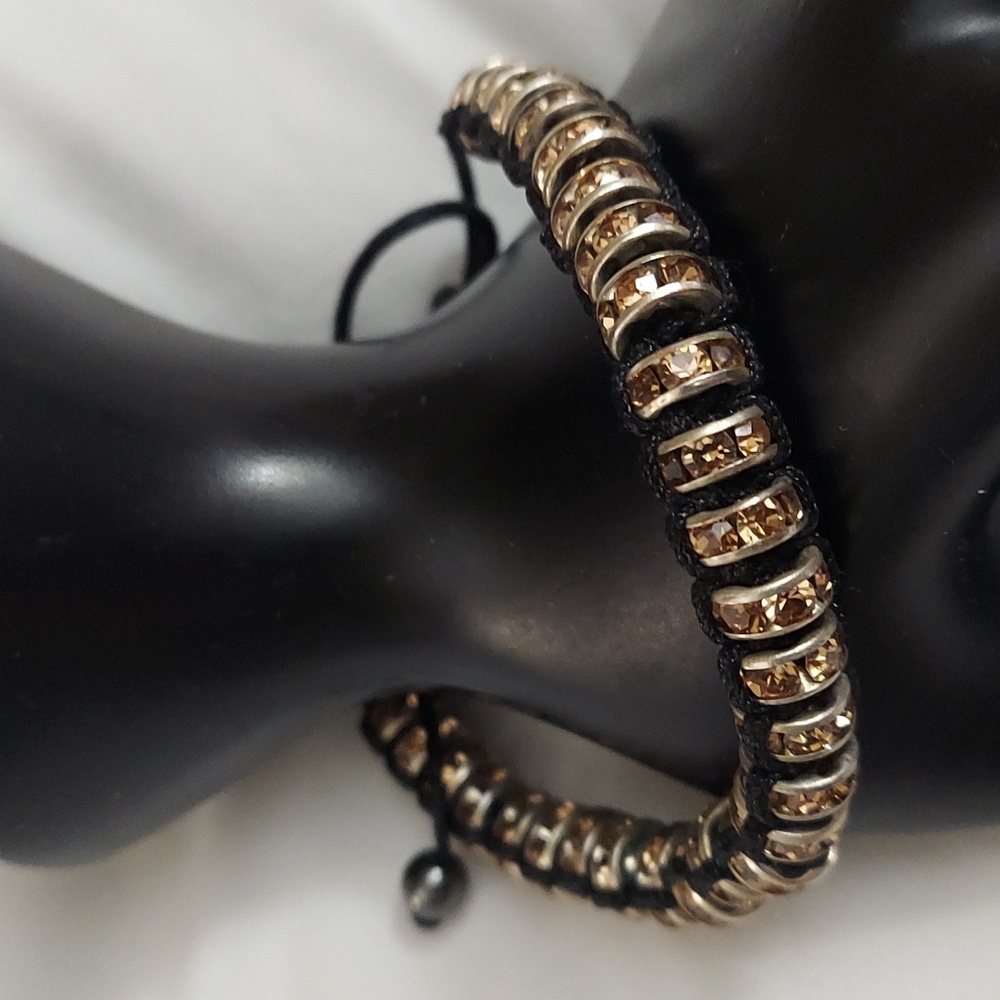 Citrine Yellow Rhinestone Snake Wrap Unique Bling Bracelet Adj
